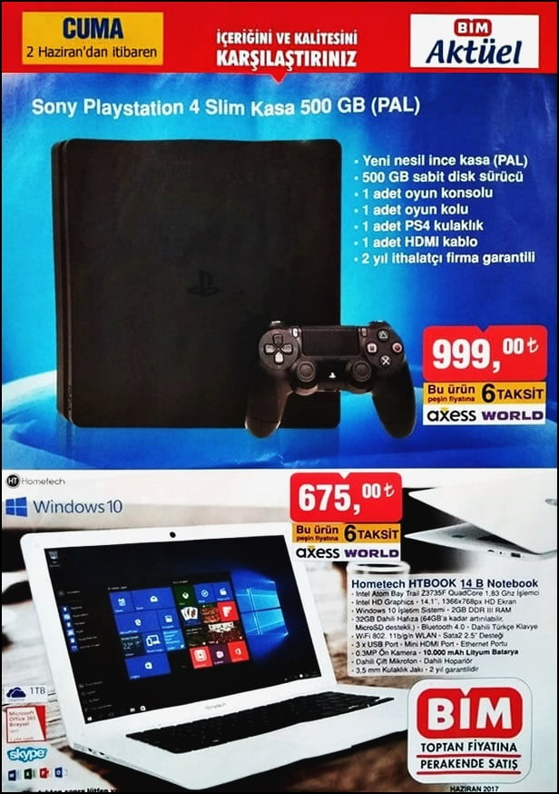 Bim'de PlayStation 4'ün Fiyatı 999TL